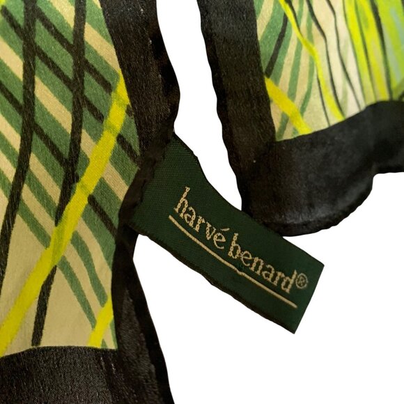 Gorgeous Harve Benard Green/Black Abstract Geometric 100% Silk Rectangle Scarf - Picture 4 of 7